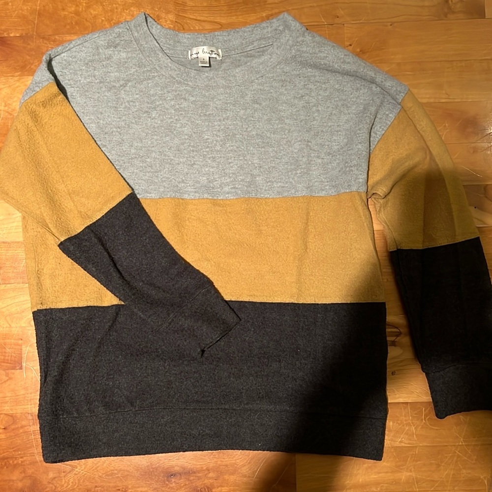 Nine Britton Color Block fleece long sleeved crew neck top size S Fall Vibes